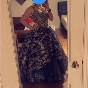 Prom dress navy blue and gold size 4/5